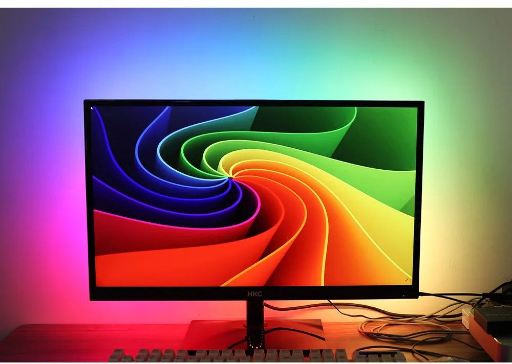 Ambi светильник USB Светодиодная лента светильник 5050 RGB Dream color ws2812b полоса для ТВ настольного ПК экран тыловая подсветка 1 м 2 м 3 м 4 м 5 м