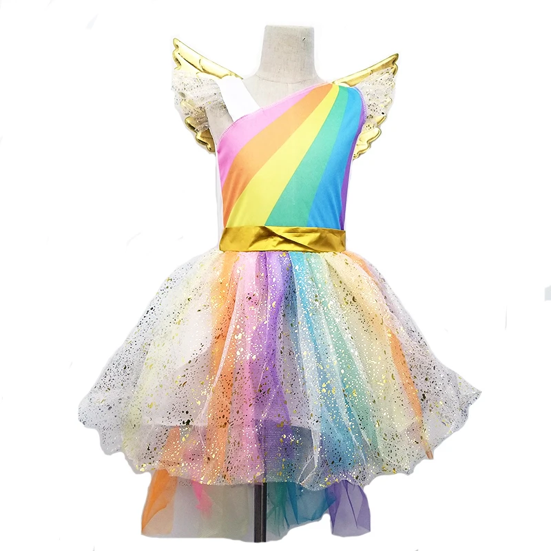Girls Unicorn Dress Princess Birthday Party Tutu Children Kids Christmas Costume Rainbow Ball Gown Cartoon | Детская одежда и