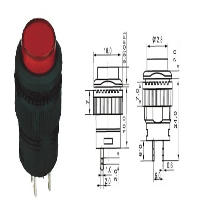 Red R16-503 - AD with lamp latching switch button / 16 mm round 3 a 250 v | Обустройство дома