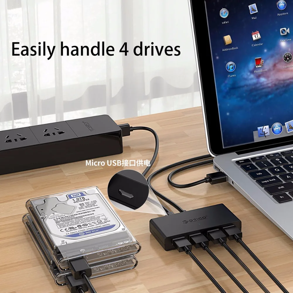 ORICO USB2.0 *3 USB3.0 *1 Port HUB Super Speed USB Micro Charging Hub OTG Splitter for Phone Macbook Laptop PC Tablet | Компьютеры и