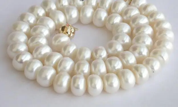 

natural 9mm 17" white thin round freshwater pearls necklace