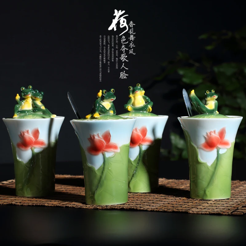 2018 Valentine's Day Prince Frog Coffee Mug Tea cup ceramic with Spoon Lid water bottles Breakfast Milk cups For Lovers gift | Дом и сад