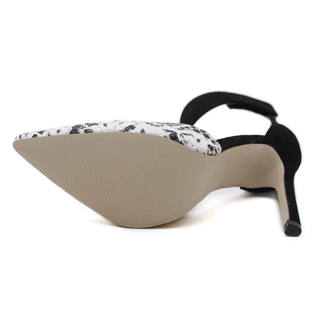 SAGACE New Fashion Elegant Women's High Qulity Flock Shoes Snake-Print High-Heeled Pointed Toe Sandals Zapatos Summer J14