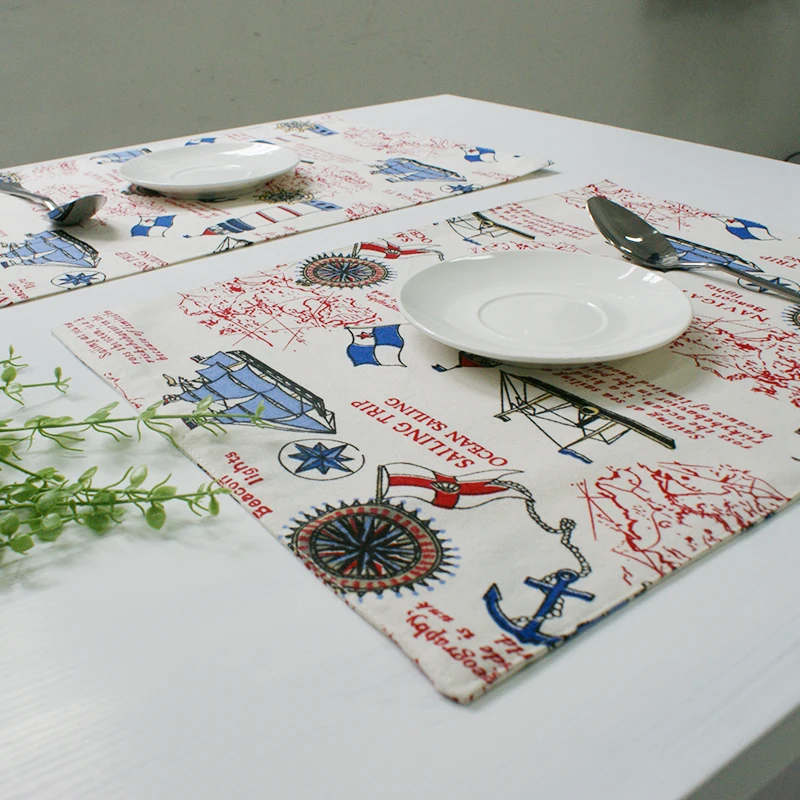 4 шт./лот 32*45 см Парусная печать столовые приборы обеденный стол коврик посуда