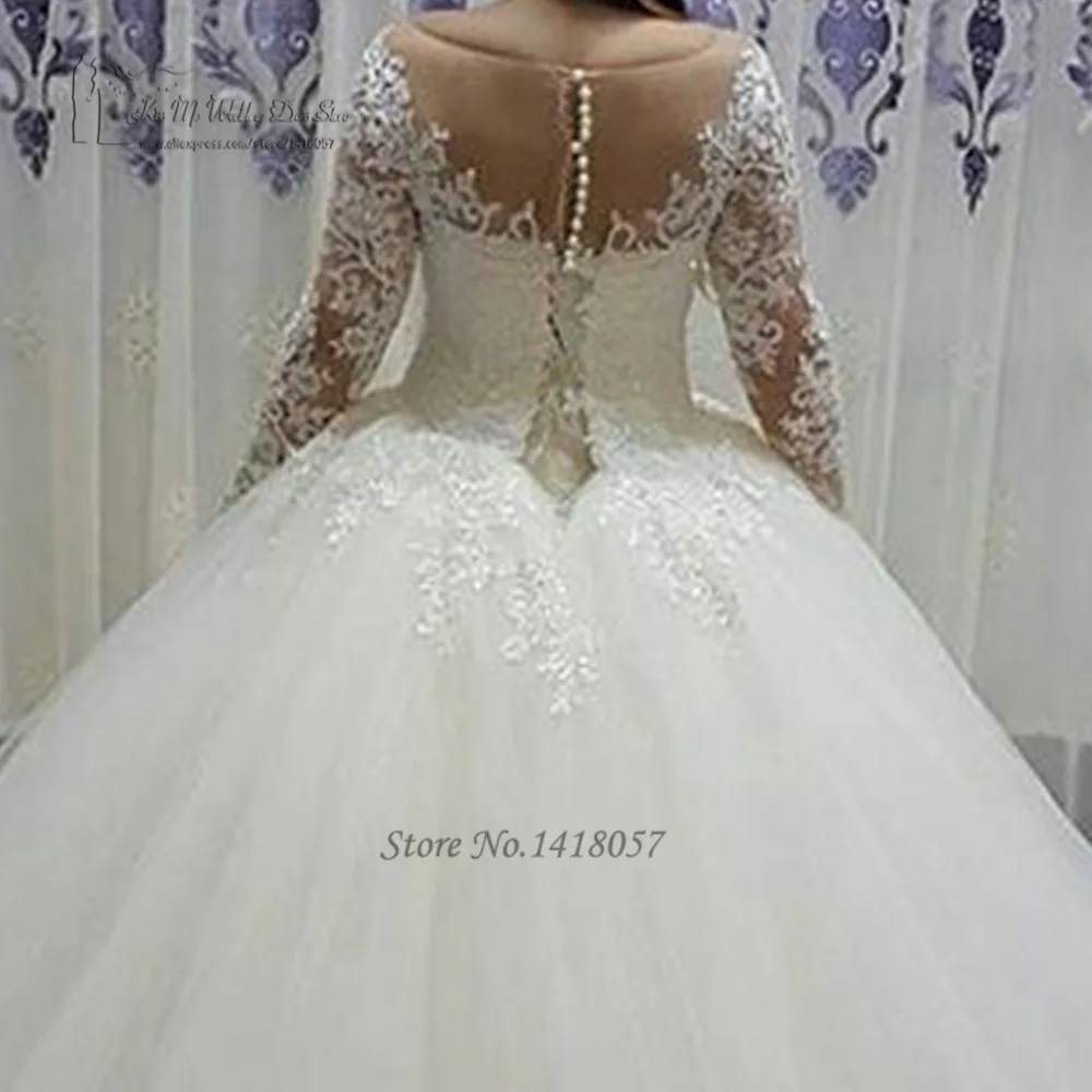 Vestido de Noiva Manga Comprida Пышное Новое поступление свадебное платье с длинным рукавом Кружевное бальное платье Свадебные платья платье невесты с блестками