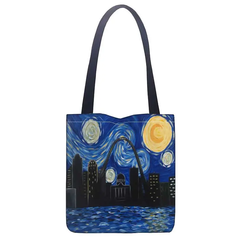

Van Gogh Starry Nigh Tote Bag Foldable Shopping Bag Reusable Eco Large Unisex Canvas Shoulder Bag Tote Grocery Cloth Pouch