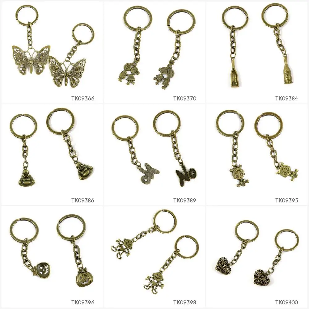 Металлический античный бронзовый брелок с бабочками для влюбленных мальчиков и