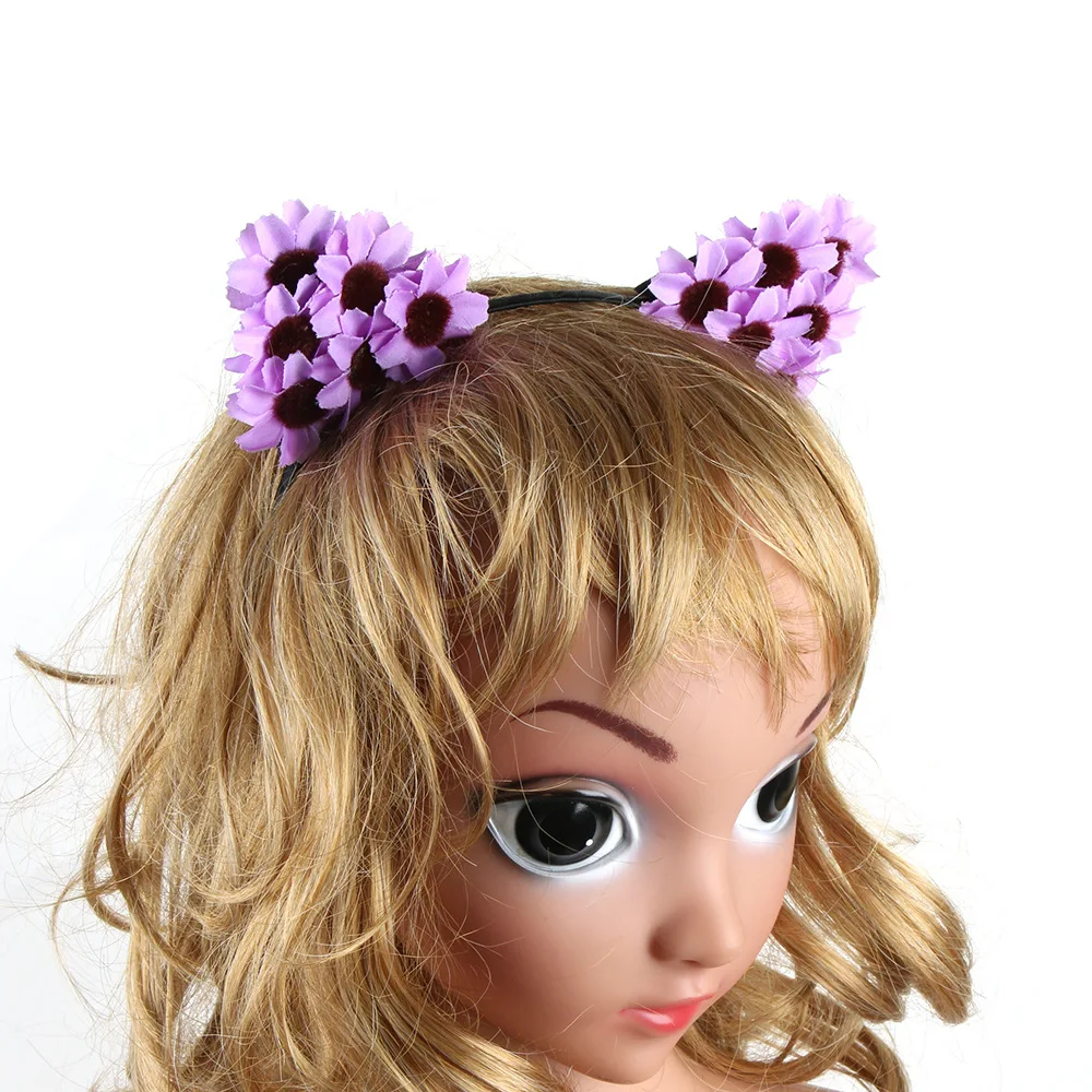 10 шт. 2018 новые Богемные аксессуары для волос подсолнухи кошачьи ушки повязки