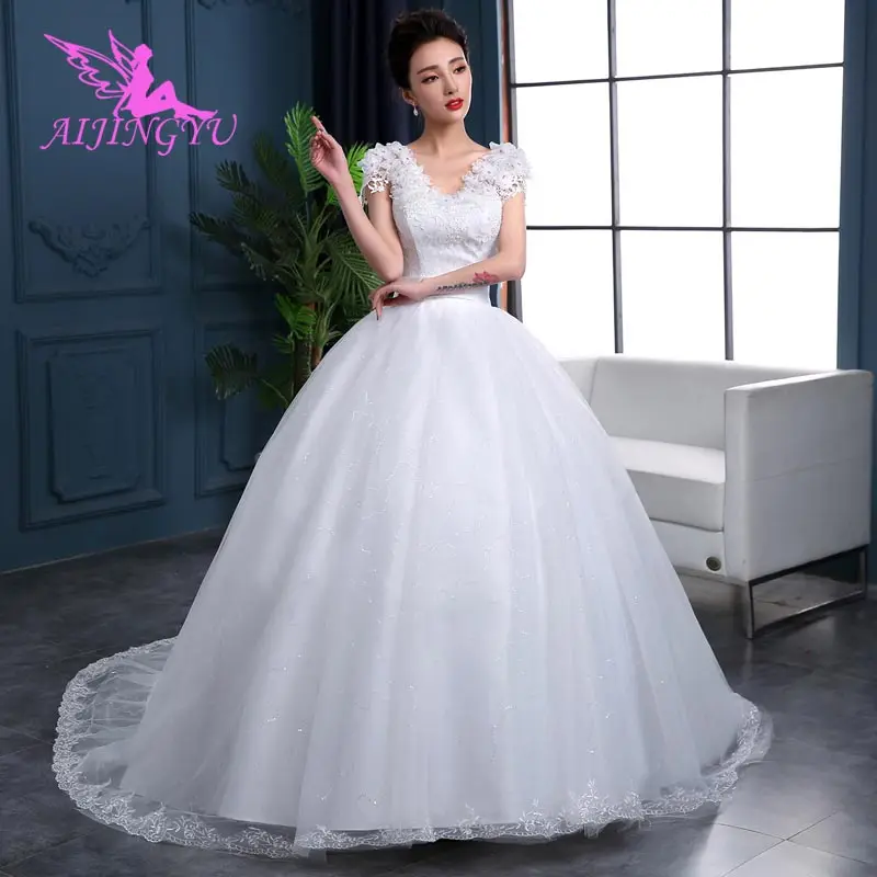 

AIJINGYU 2021, индивидуальное изготовление, новинка, Лидер продаж, дешевое бальное платье, шнуровка сзади, искусственное свадебное платье WK801