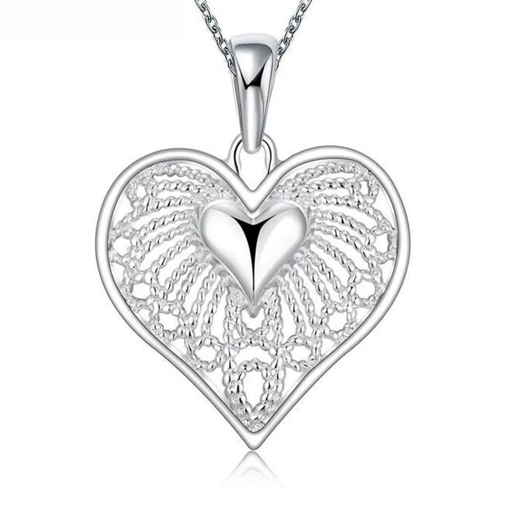 Женское ожерелье из серебра 925 пробы с подвесками в форме сердца|Подвески| |