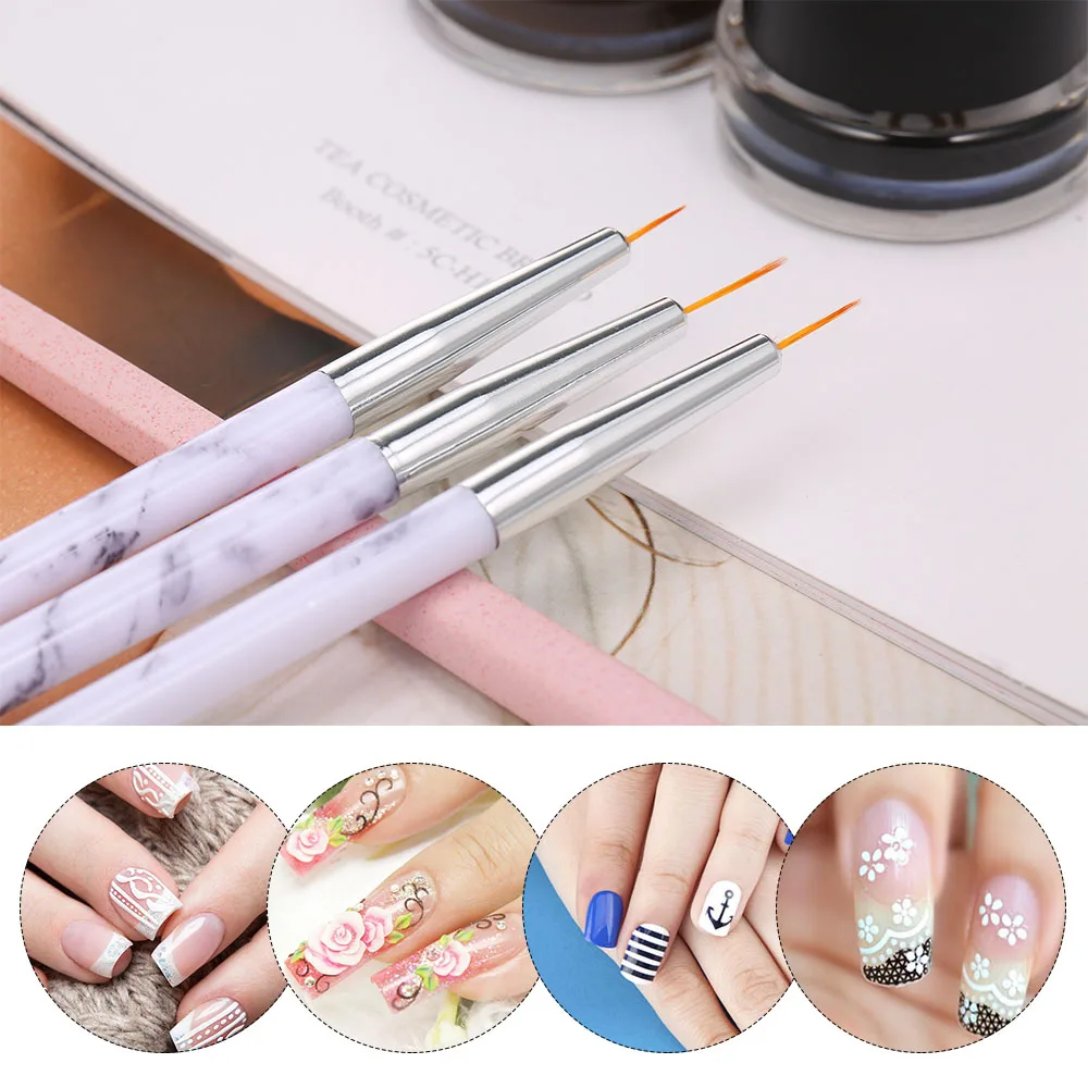 3 шт. кисти для ногтей инструменты подводки ручка рисования УФ-гель акриловая