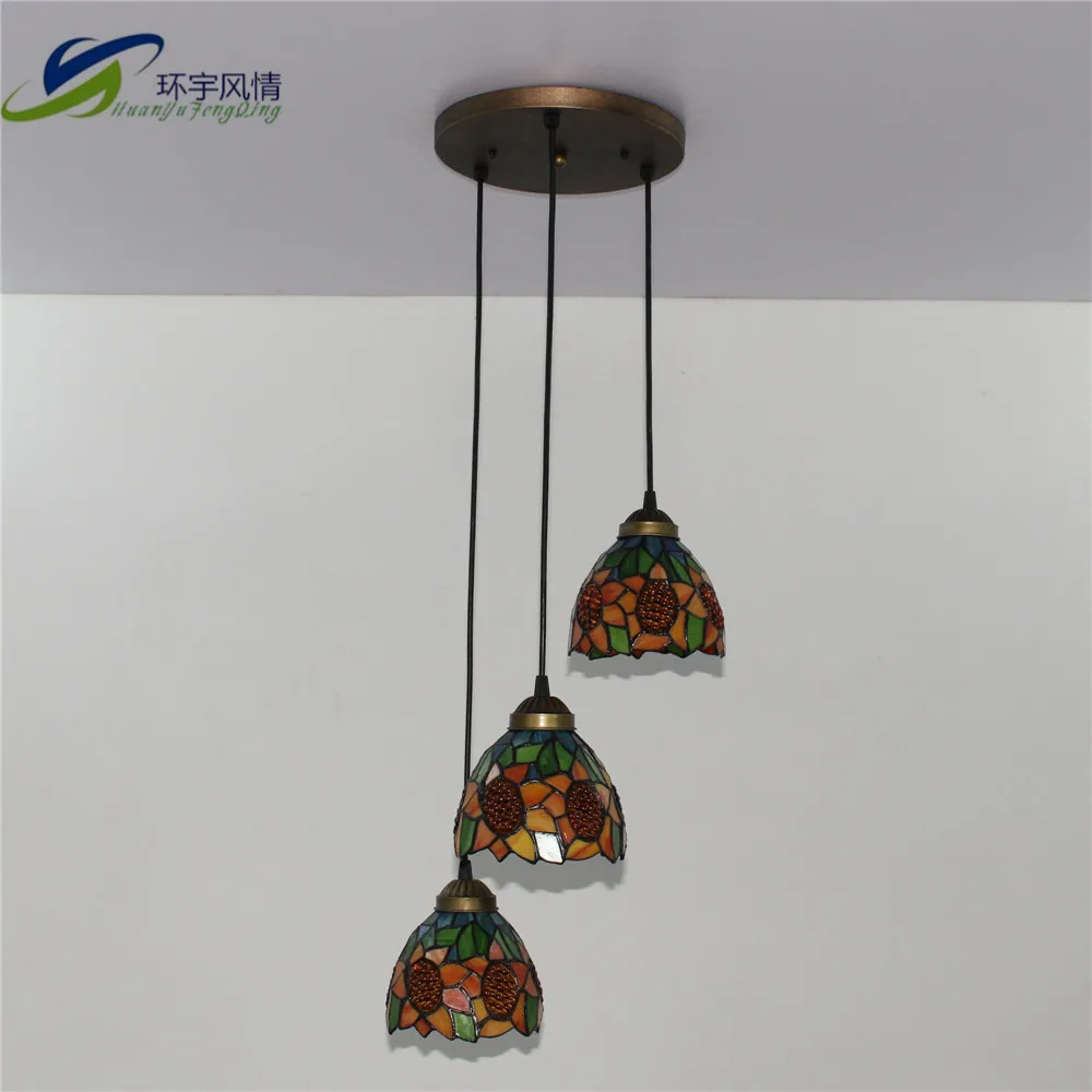 Continental three sunflowers difany lamps living room lights bedroom lamp restaurant cafe pendant free shipping|pendant cords|pendant crystalpendant