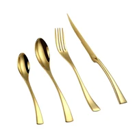 stainless steel steak knife dinner fork spoon curved handle teaspoon tableware modern style elegant knife cutlery set 4pcsset