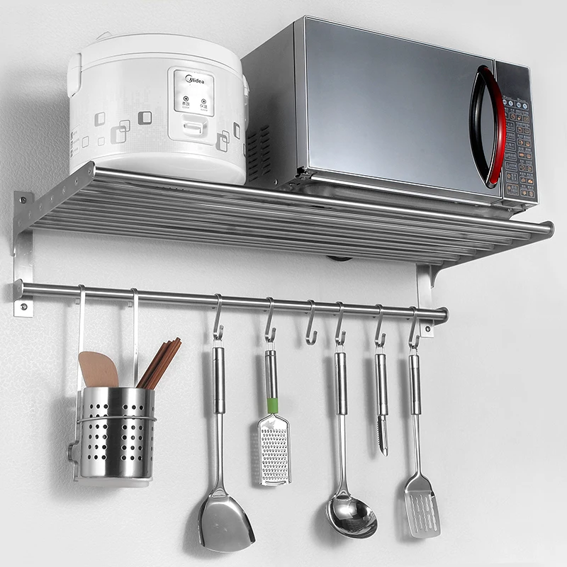 

Кухонная стойка из нержавеющей стали 304, настенная стойка для приправ, микроволновки, стеллаж для бытовой техники, стеллаж для хранения LU5038