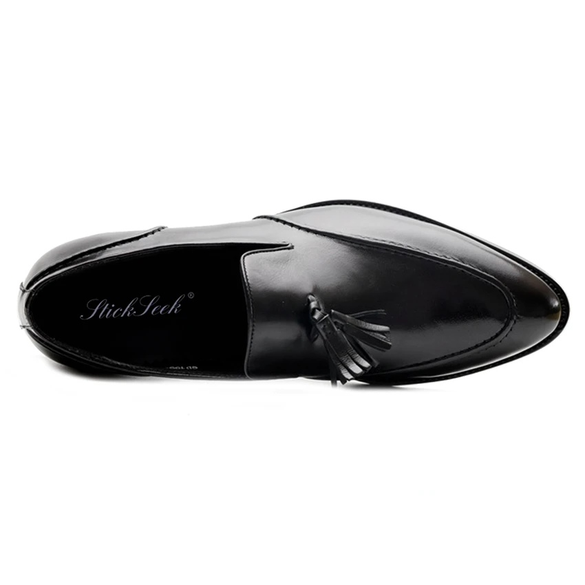 Classic Genuine Leather Formal Dress Men's Tassels Shoes Pointed Toe Slip on Handmade Comfortable Casual Loafers For Male SG145 | Обувь