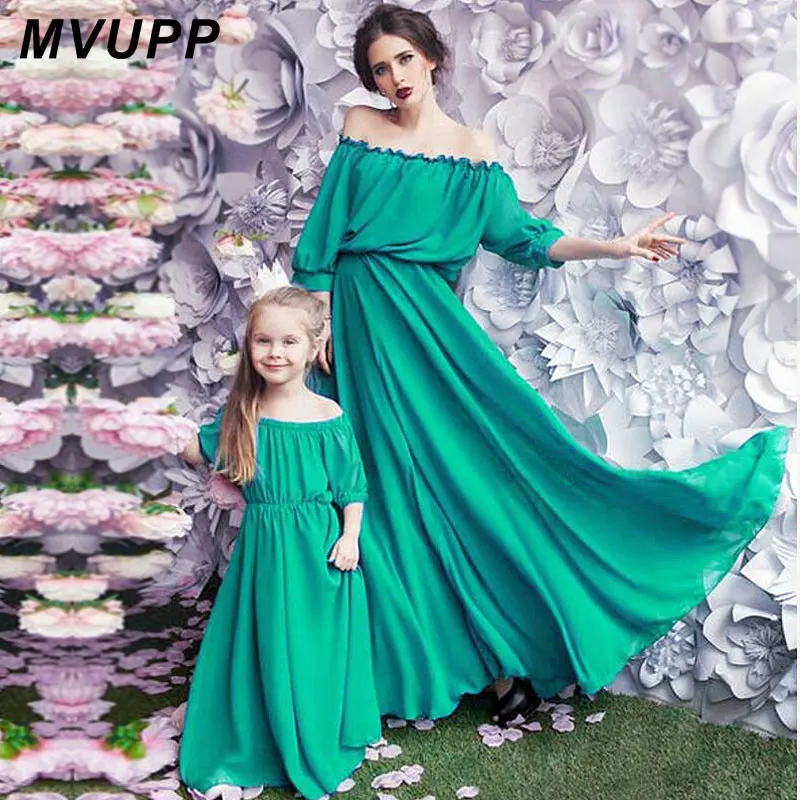 MVUPP платья для мамы и дочки; одинаковые комплекты для семьи; 6 цветов; богемная одежда без бретелек для мамы и дочки; пляжное вечернее платье