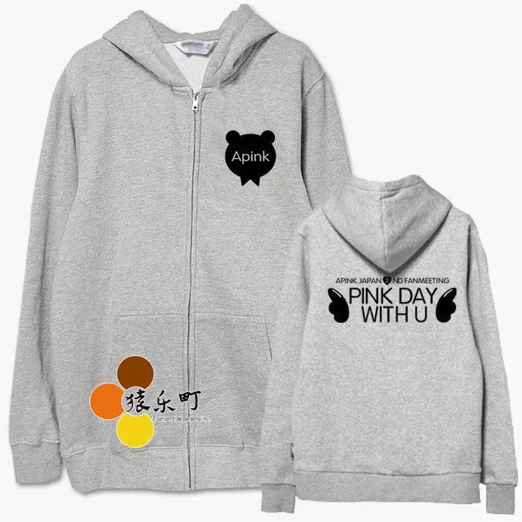 Худи на молнии с надписью Kpop apink | Женская одежда