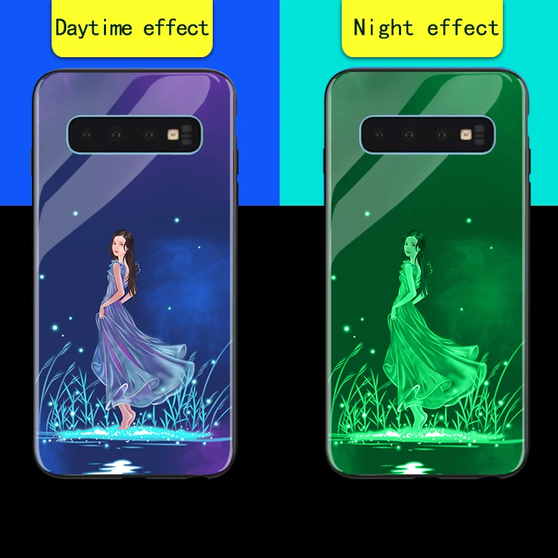 Чехол в виде светящегося стекла для samsung Galaxy S8, S9, S10, A7, A8 Plus, роскошная светящаяся задняя крышка, чехол для samsung Note 8, 9 - Цвет: Dream girl