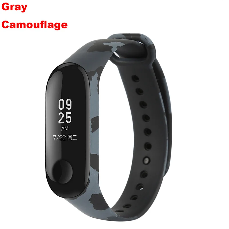 Gray Camouflage Камуфляжный ремешок mi band 3 для xiaomi mi3 умный браслет pulseira для mi band 3 сменные силиконовые аксессуары - Color: Gray Camouflage