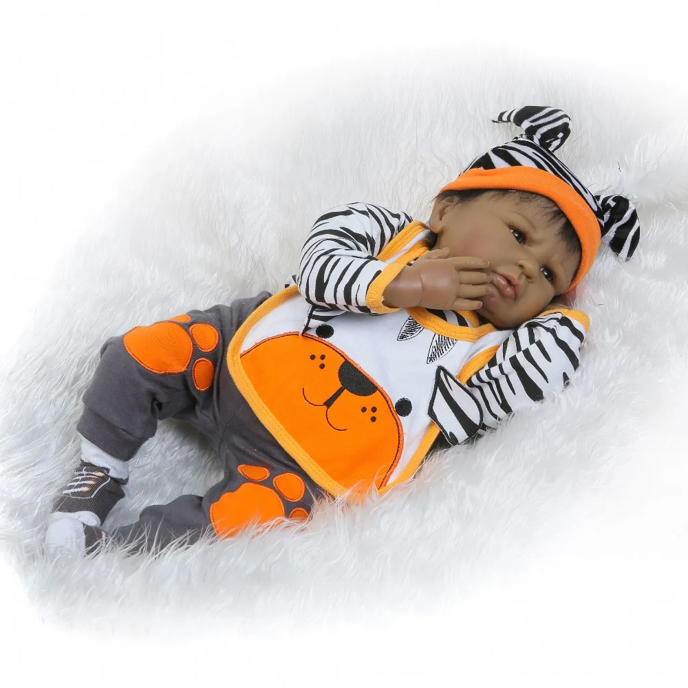 Лидер продаж 2017 черный виниловый мягкий реалистичный младенец-реборн NPKCOLLECTION