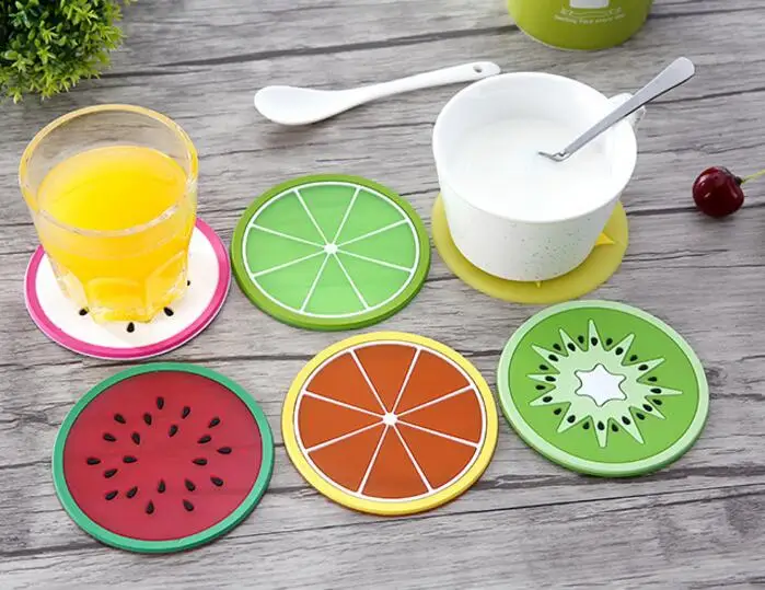 Цветные подставки в форме фруктов креативные Нескользящие силиконовые круглые
