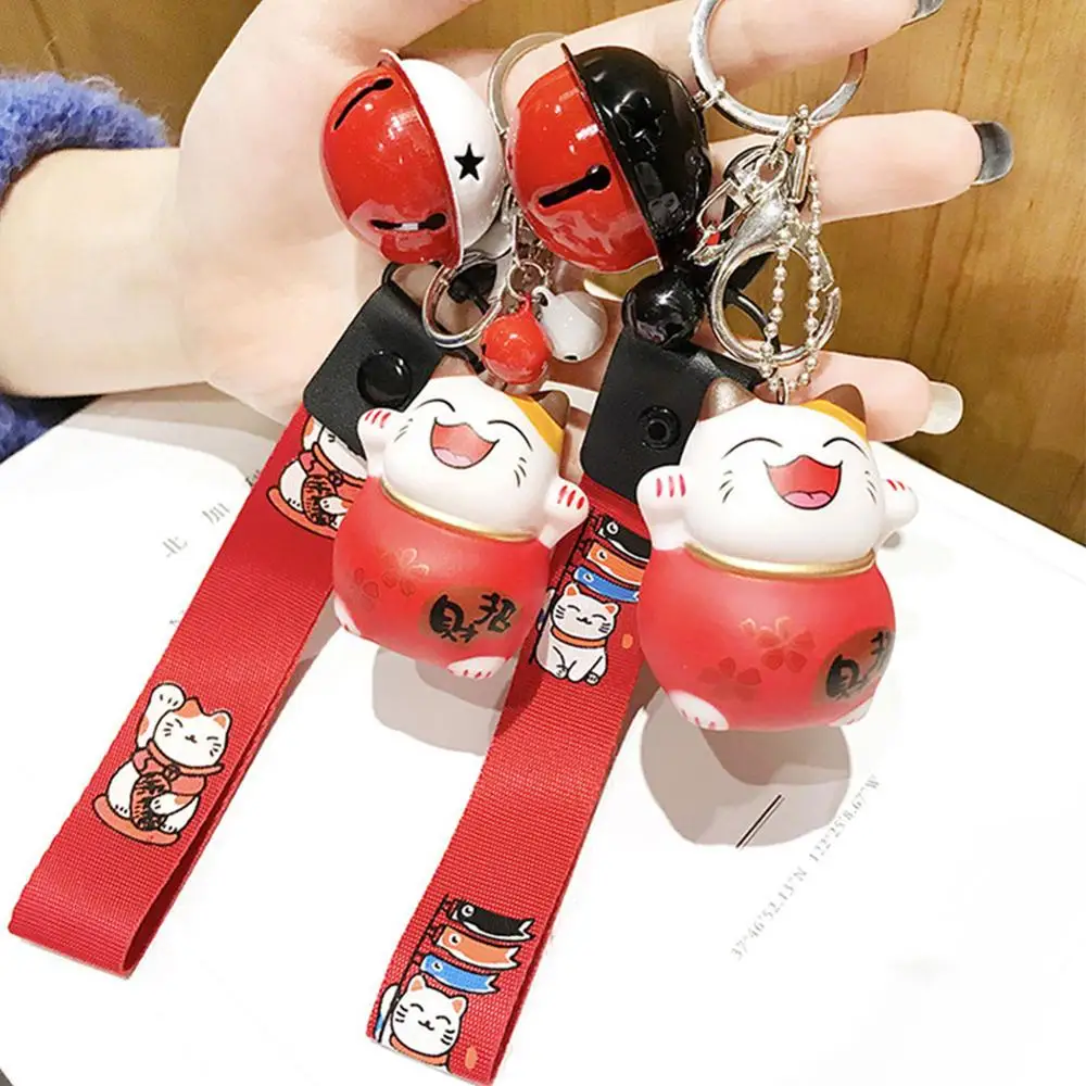 Peaceful Lucky Cat мультяшная кукольная цепочка автомобильный брелок со стразами кулон с