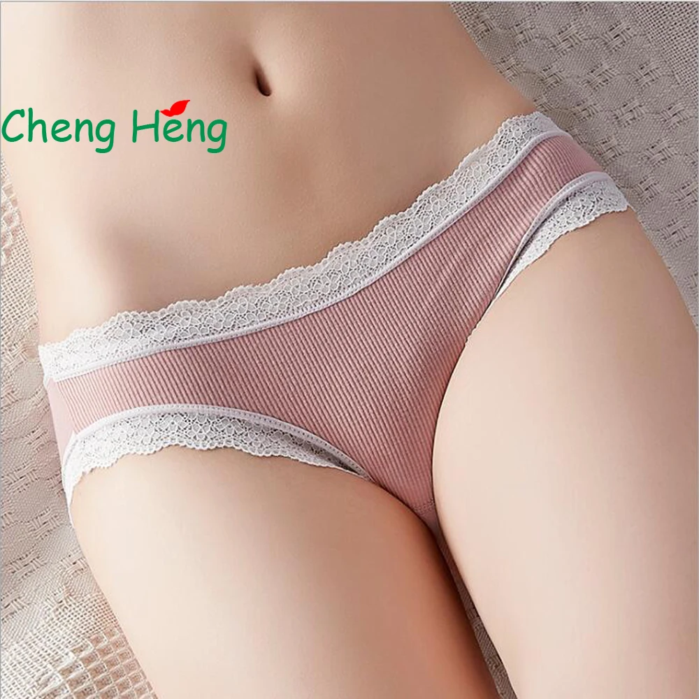 

CHENG HENG Japanese Lace Cotton Girls Underwear Women's Low Waist Thread Underwear Lace Seamless Briefs Women