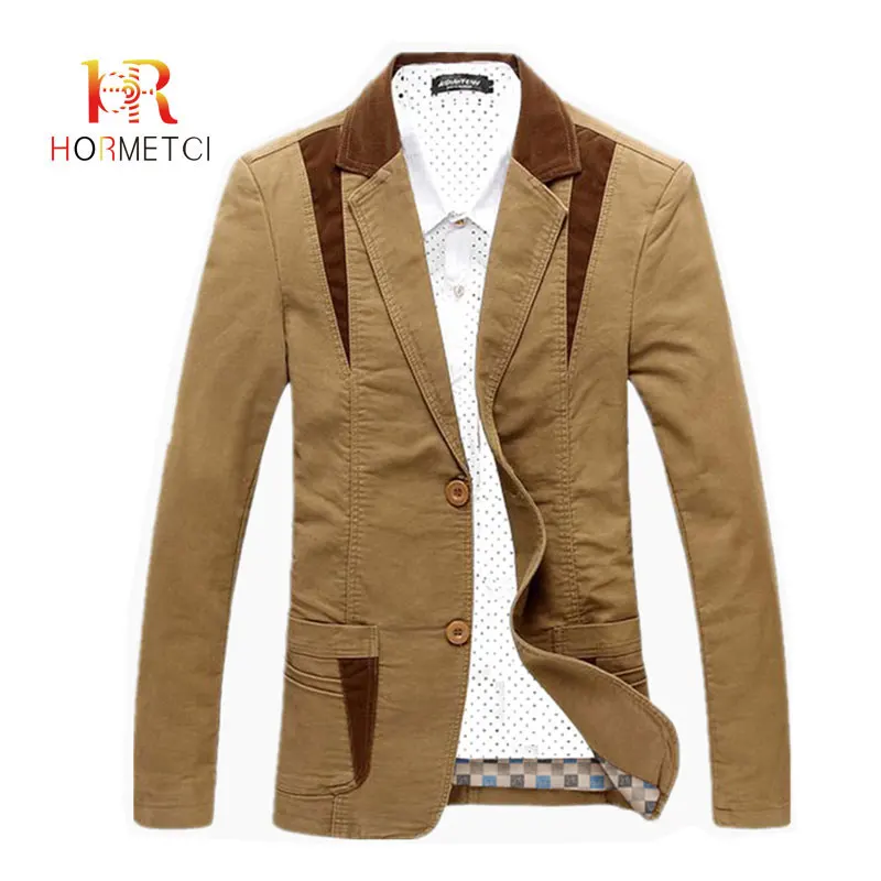 Мужской повседневный Блейзер HORMETCI приталенный хлопковый толстая деловая куртка