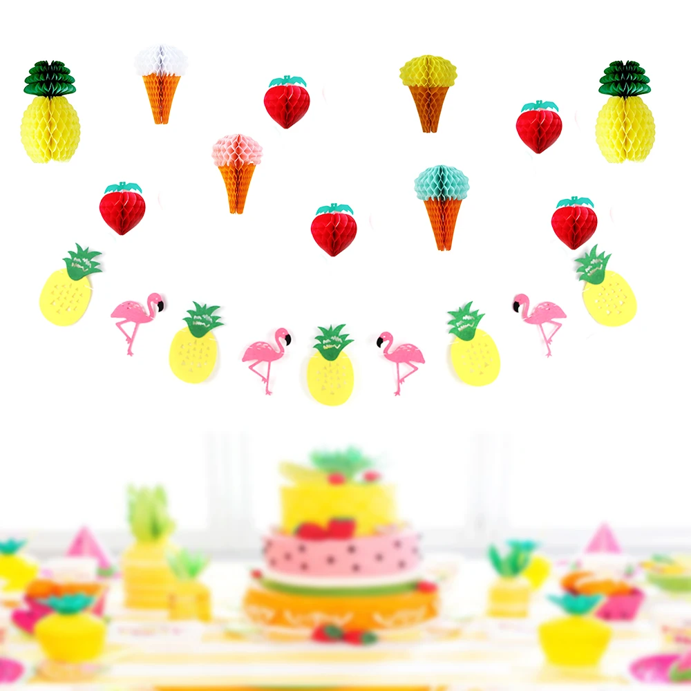 Упаковка из 12 Для летних вечеринок украшения набор (бумаги Клубника мороженое