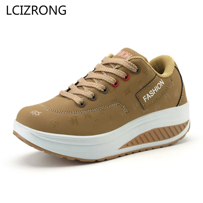 

LCIZRONG Fashion Women Height Increasing Platform Shoes Summer Big Size Waterproof Wedges Creepers Ladies 5 Color Casual Shoes