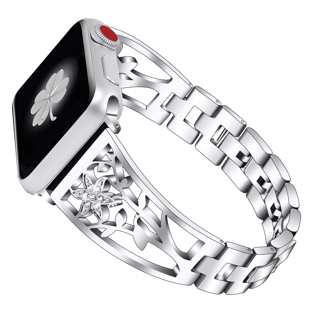 Женский ремешок со стразами для Apple Watch Band 40 мм 44 38 42 сменный из нержавеющей стали I
