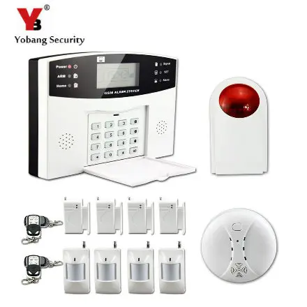 SmartYIBA GSM SMS Autodial для дома и офиса Охранная сигнализация Дымовая пожарная сигнализация Датчик Русский Французский Испанский итальянский - Цвет: E KIT