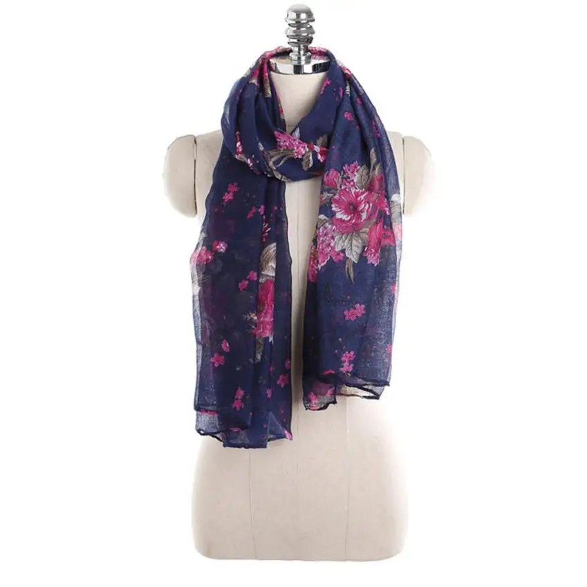 Women Ladies Flowers Print Pattern Lace Long Scarf Warm Wrap Shawl Bufandas mujer Cachecol feminino inverno Foulard femme hijab |
