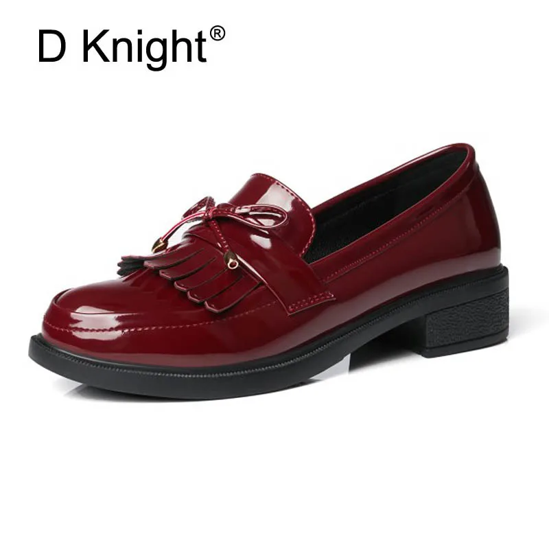 Женские лоферы размера плюс 33 43 с милым бантом и кисточками повседневные туфли