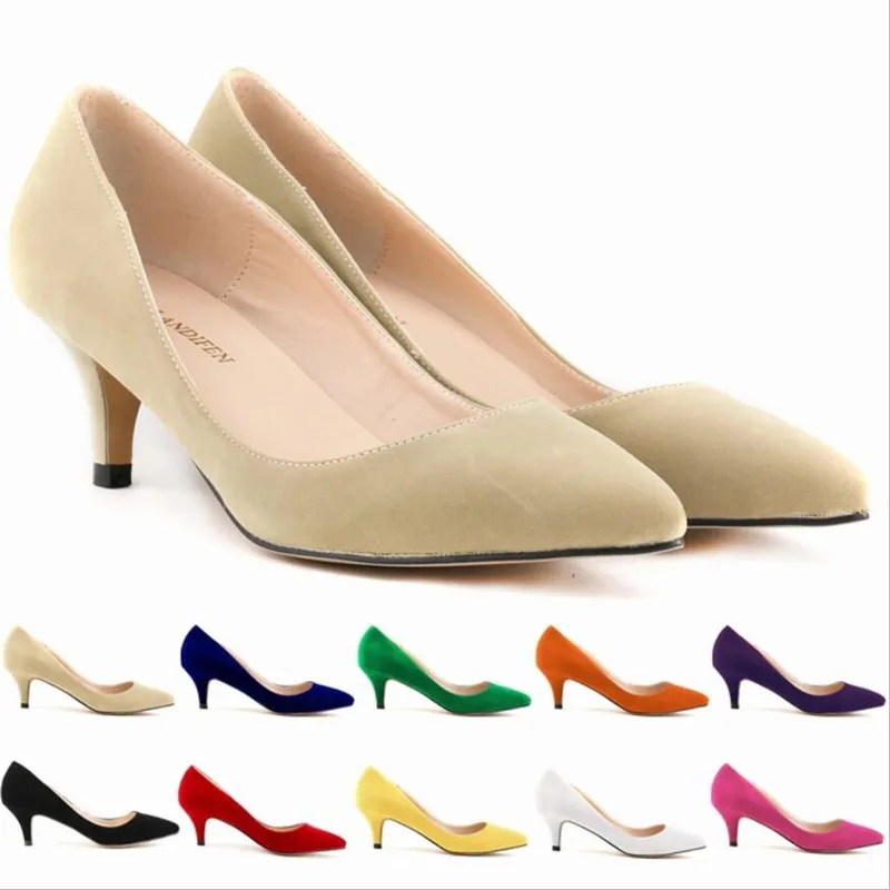 

Women Pumps Suede Pure Color Women Shoes Thin Heels Pointed Toe Women High Heel Wedding Shoes Luxury Top Fashion Sale