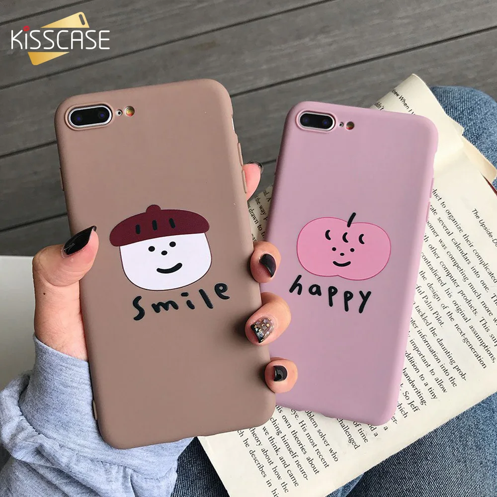 KISSCASE Забавный мультяшный чехол для iPhone X XS MAX XR 8 7 Plus Мягкий матовый ТПУ милый 6 6S 5 5S