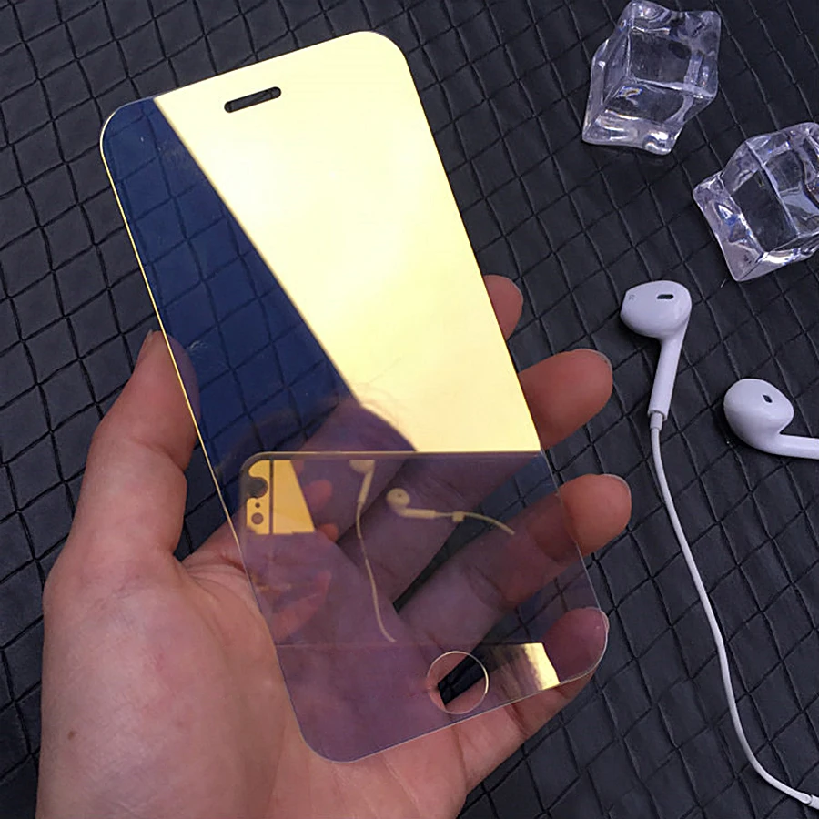 Цветное зеркальное закаленное стекло для iPhone X 8 Plus 7 6 6S 11Pro XS Luxury 9H 2.5D защитная