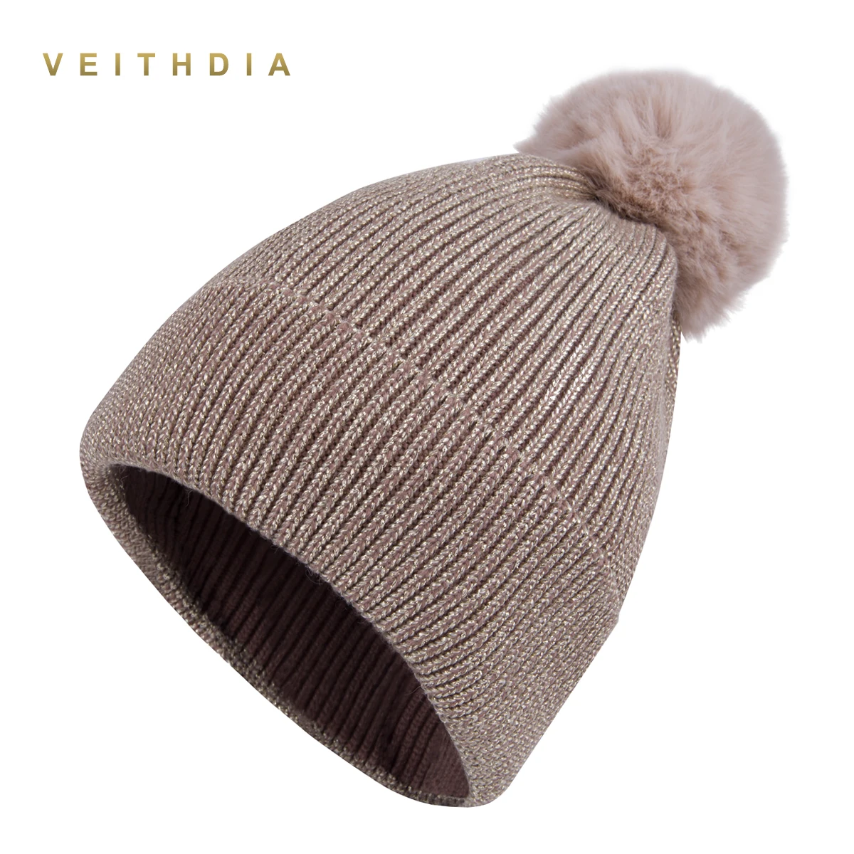 Новинка 2019 мягкая зимняя шапка VEITHDIA с помпоном для женщин модные однотонные