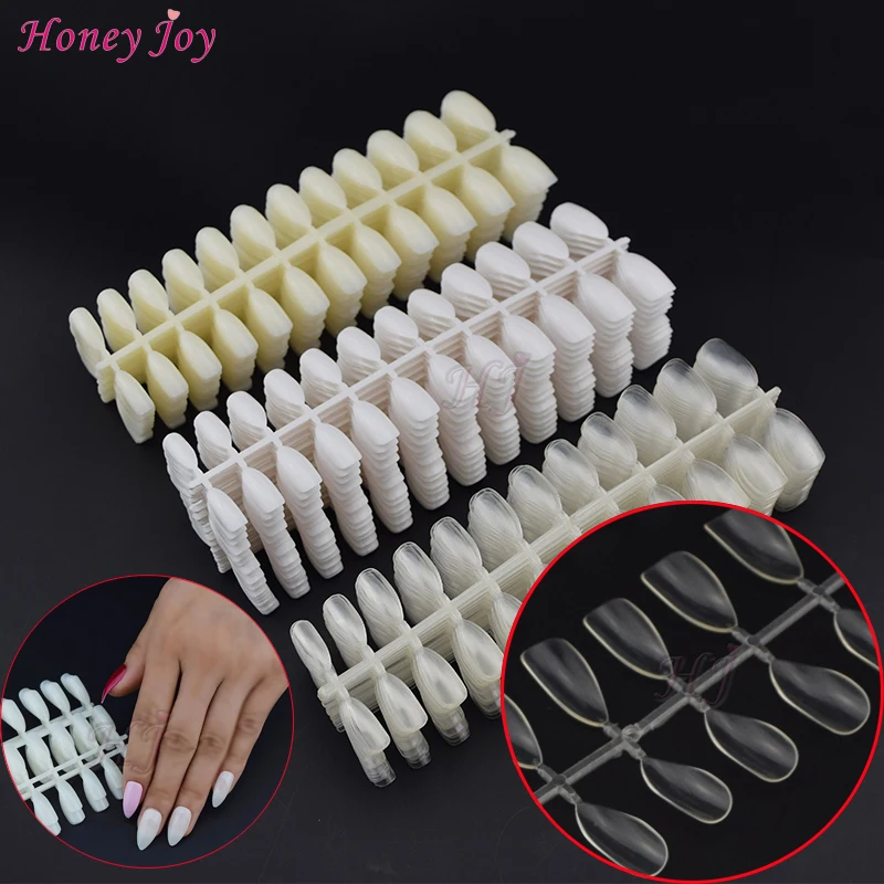 

Hollow 600tips/set Almond Oval Stiletto Pointy Artificial Full Cover False Nails Tips for Polish Gel Display Color Display Card