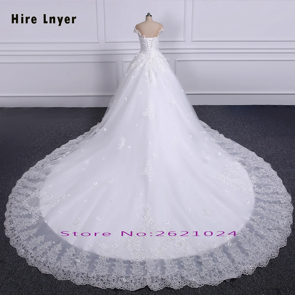 100% Real Picture Crystal Pearls Lace All Over Flowers Princess Ball Gown Wedding Dress 1.5m Train On The Floor 6 Ring Petticoat | Свадьбы и