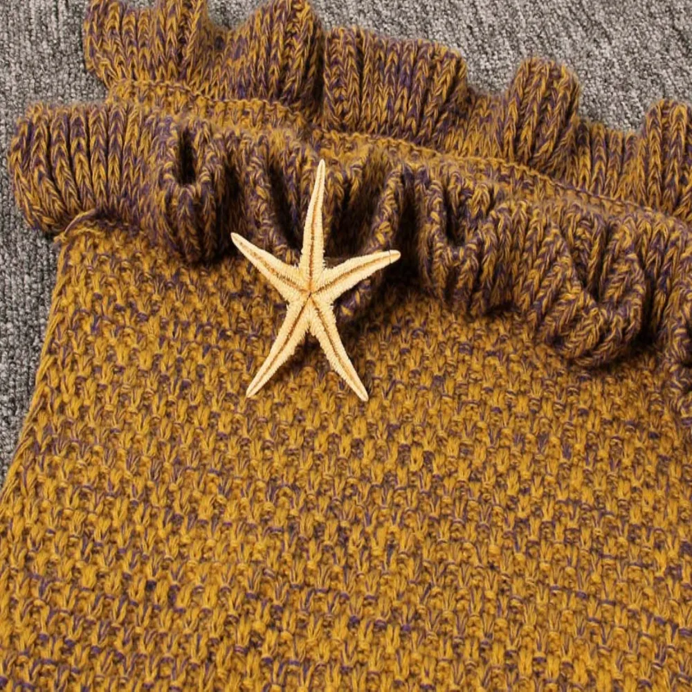 Весенние постельные принадлежности диван одеяло русалки шерсть вязание стиль