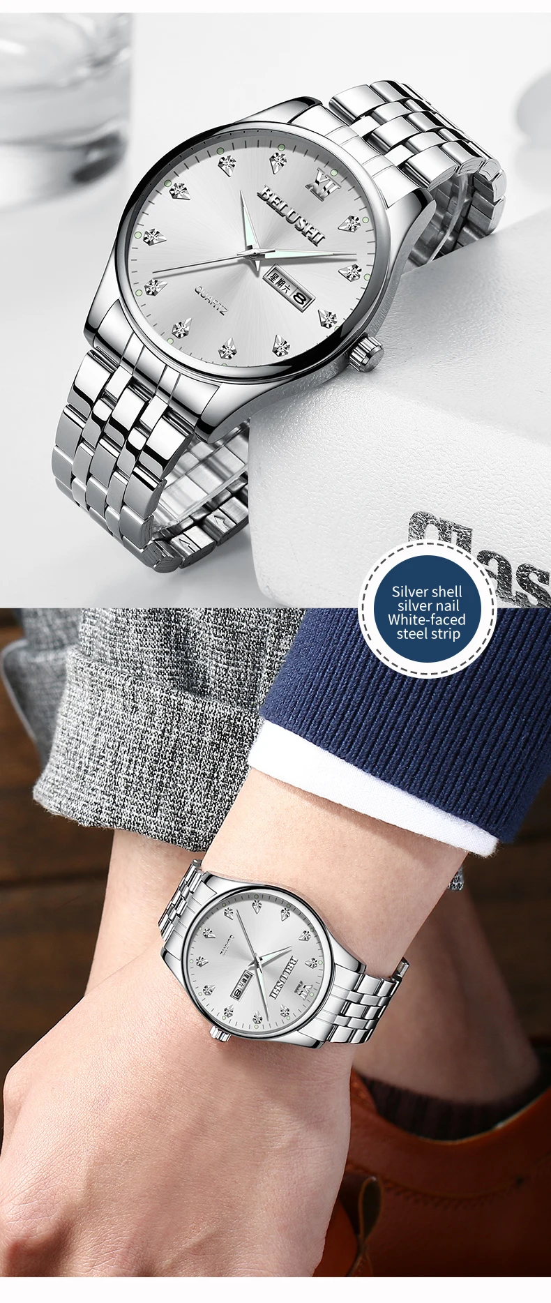 Mens Watches Top Brand Luxury Casual Watch New Fashion Waterproof Business Quartz Watches For Mens Wristwatch Clock Full Steel