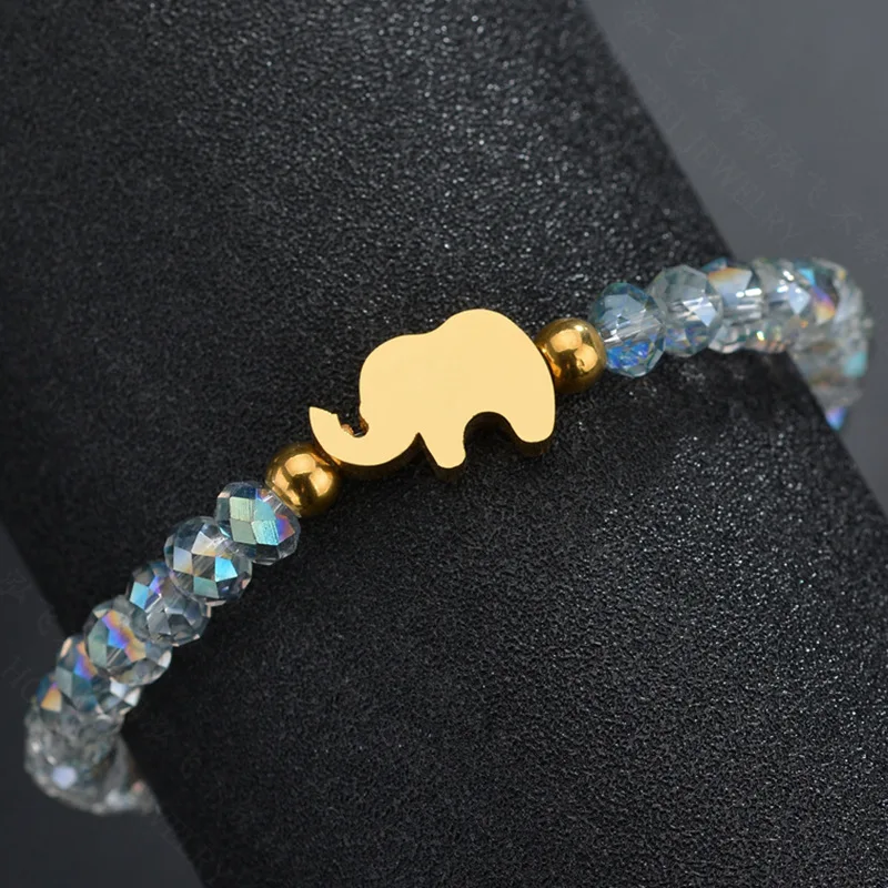 Милые Браслеты из нержавеющей стали с маленькими слонами эластичные браслеты