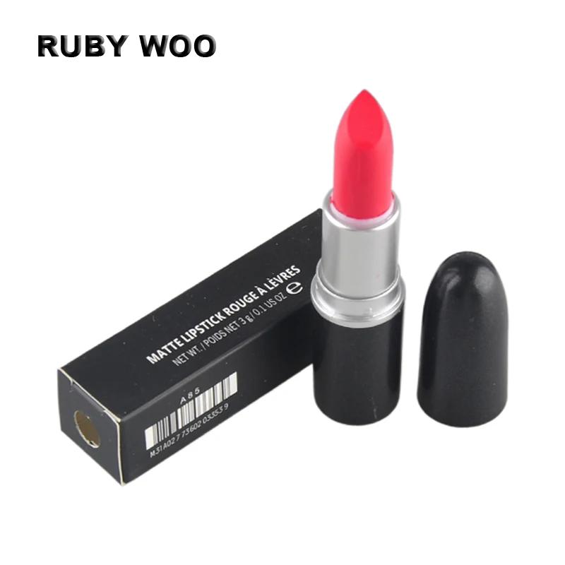 7 Ruby Woo 12 цветов, помада, натуральный водостойкий матовый блеск для губ, стойкий макияж, помада для женщин, для макияжа, косметика для губ, не линяет - Цвет: 7 Ruby Woo