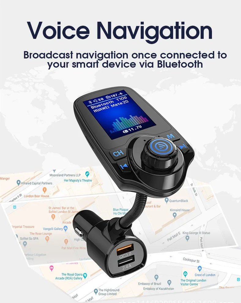 Автомобильный MP3-плеер с Bluetooth и большим цветным экраном 1 8 дюйма беспроводной