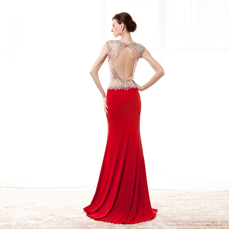 Женское платье Русалочка JaneVini блестящее вечернее красного цвета с коротким