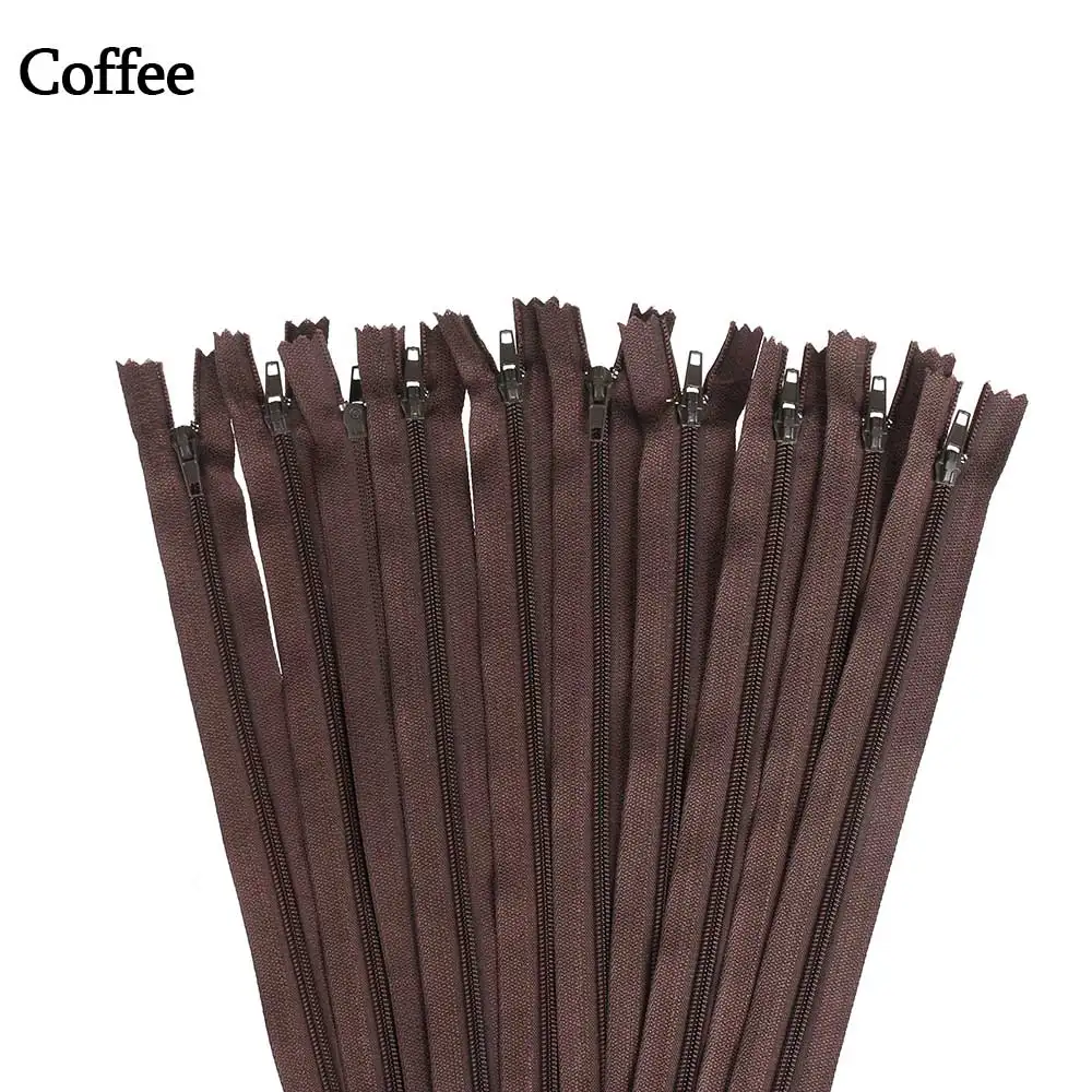 coffee 10 шт./лот красочные нейлоновые катушки молнии портной одежды шитье близкого конца ручной работы для брюк одежды DIY аксессуары - Цвет: coffee