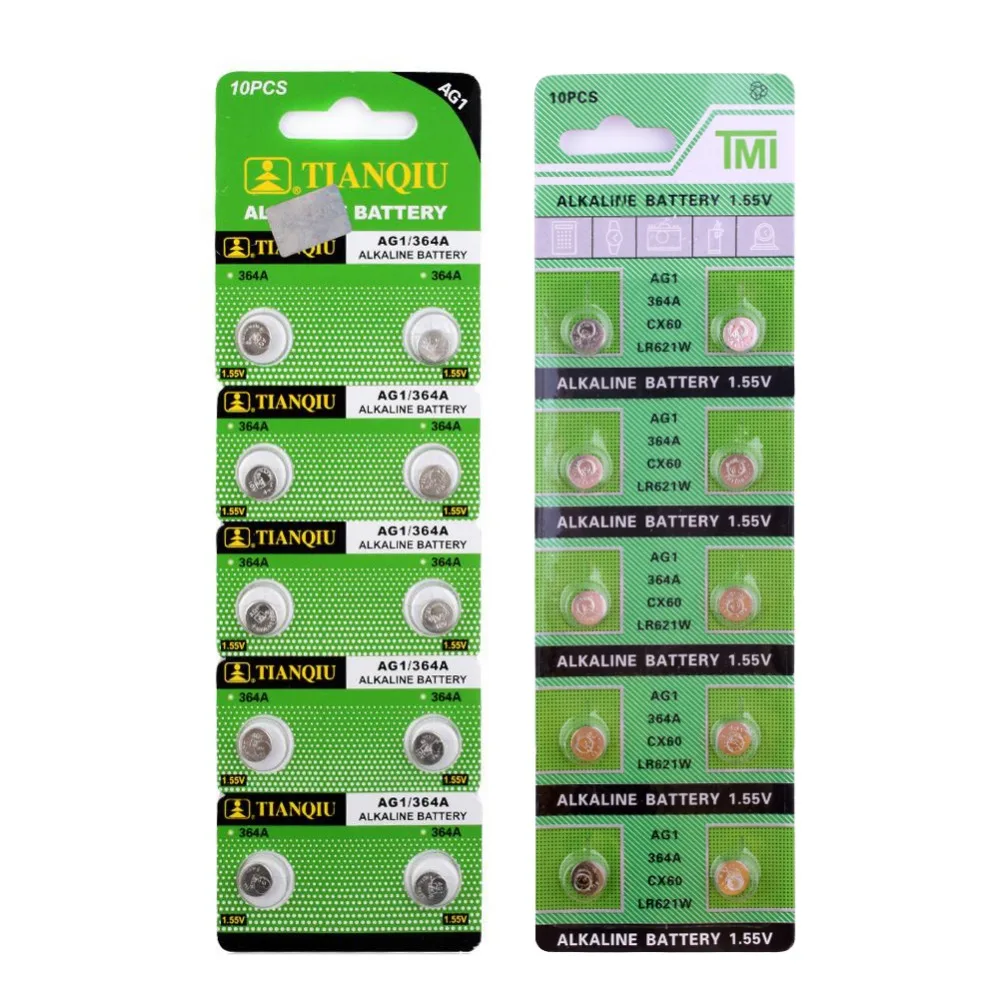 YCDC 100% новый 10 шт./лот AG1 LR60 164 GP364 CX60 D364 G1 Щелочная кнопка батарейка для монет часов