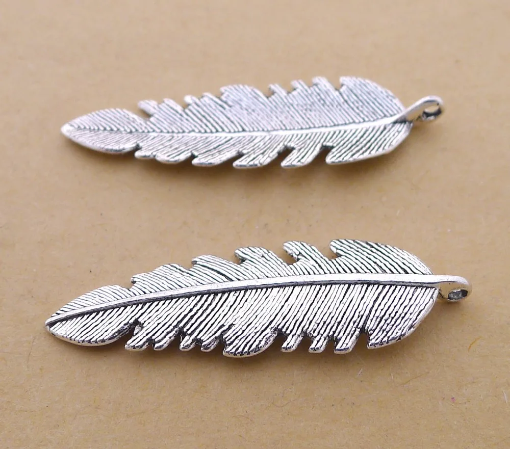 free shipping 100pcs/lot LD3192 antique silver Feather shape alloy charm pendant fit jewelry making 38x12mm wholesale | Украшения и