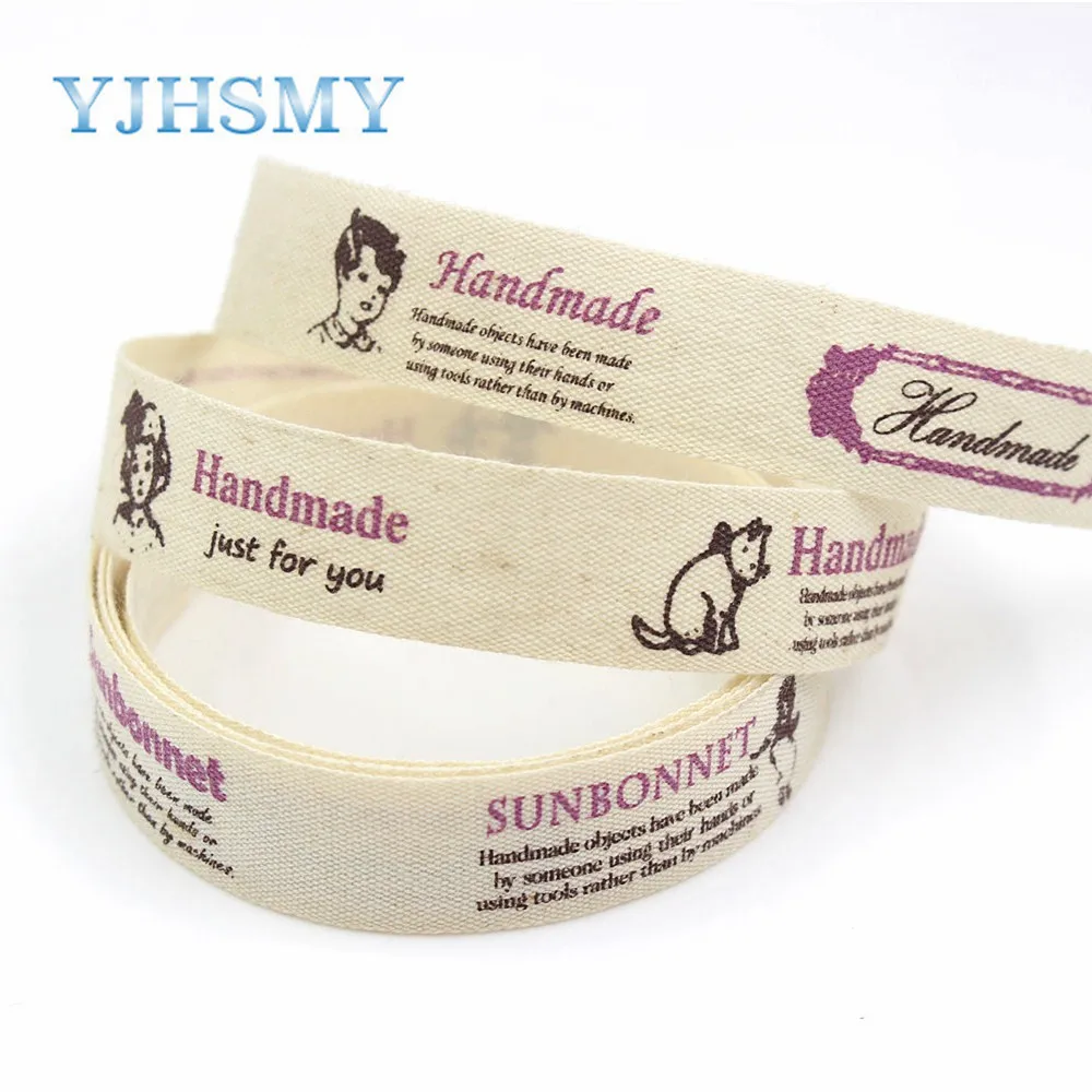 Картонная лента из хлопка с теплопереносным принтом "YJHSMY G-18208-33" 16 мм, 5 ярдов - материал для свадебных аксессуаров, ручной работы.